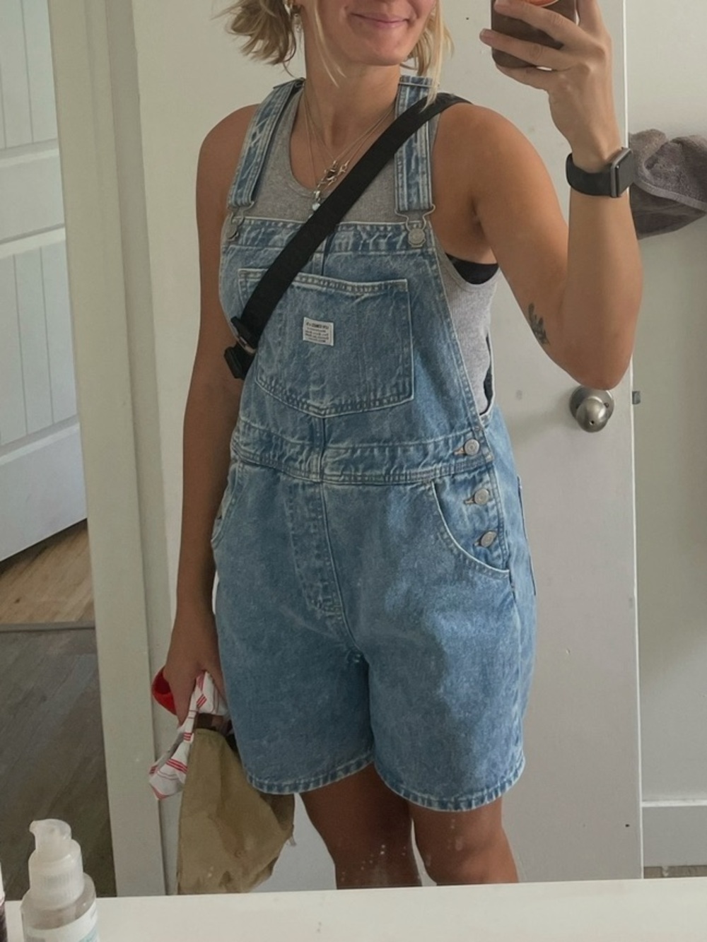 Levi's Light Blue Denim Short Overalls
